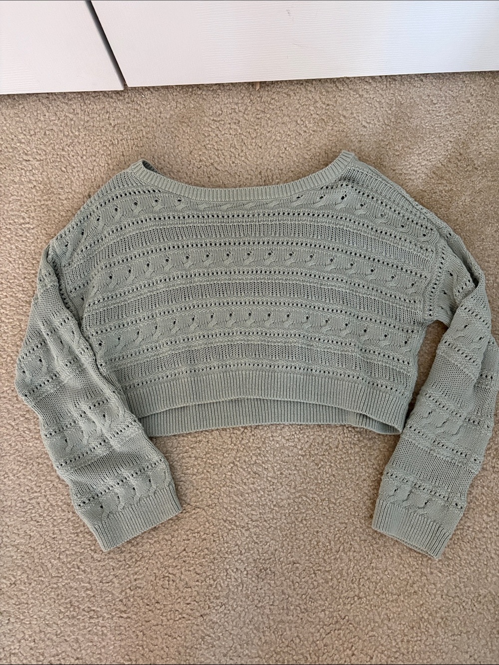 Hollister off-the-shoulder sage green sweater